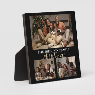 Rustieke kerst-souvenir met 3 foto's voor het gezi fotoplaat