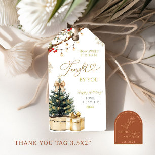 Rustieke Kerst Sweet Teacher Waardering Labels Cadeaulabel