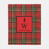 Rustieke Kerst Tartan Kerst Plaid Monogram Fleece Deken (Voorkant)