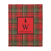 Rustieke Kerst Tartan Kerst Plaid Monogram