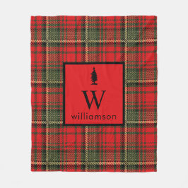 Rustieke Kerst Tartan Kerst Plaid Monogram Fleece Deken