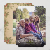 Rustieke Kerst Traditionele Vlakke Vakantiefoto Feestdagenkaart (Voorkant / Achterkant)