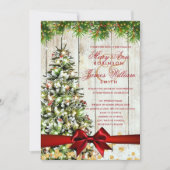 Rustieke Kerst Trouwboom Lint Goud Glitter Kaart (Voorkant)