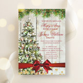 Rustieke Kerst Trouwboom Lint Goud Glitter Kaart
