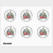 Rustieke Kerst Truck Bomen Rond Retouradres Ronde Sticker (Vel)