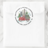 Rustieke Kerst Truck Bomen Rond Retouradres Ronde Sticker (Tas)
