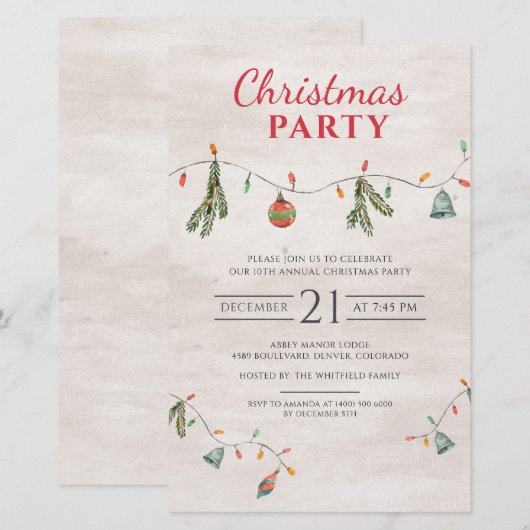 Rustieke kerst vakantie feest uitnodiging briefpapier (Voorkant / Achterkant)