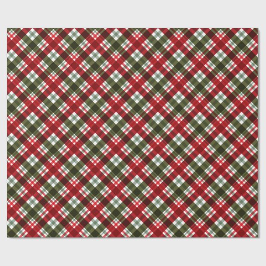 Rustieke Kerst/Vakantie Rood & Groen Tartan Cadeaupapier (Vlak)