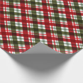 Rustieke Kerst/Vakantie Rood & Groen Tartan Cadeaupapier (Hoek)