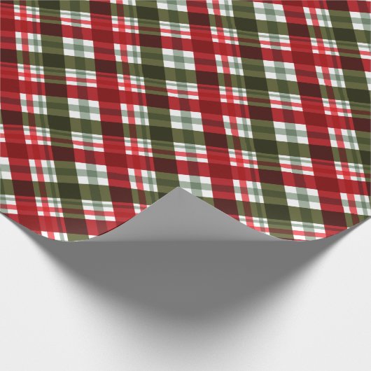 Rustieke Kerst/Vakantie Rood & Groen Tartan Cadeaupapier (Hoek)