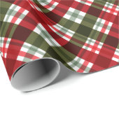 Rustieke Kerst/Vakantie Rood & Groen Tartan Cadeaupapier (Rol Hoek)