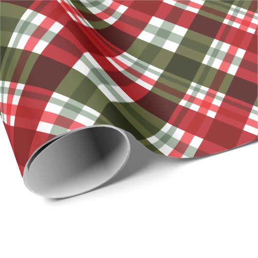 Rustieke Kerst/Vakantie Rood & Groen Tartan Cadeaupapier (Rol Hoek)