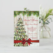 Rustieke Kerst Vrijgezellenfeest Tree & Ribbon Kaart (Staand voorkant)