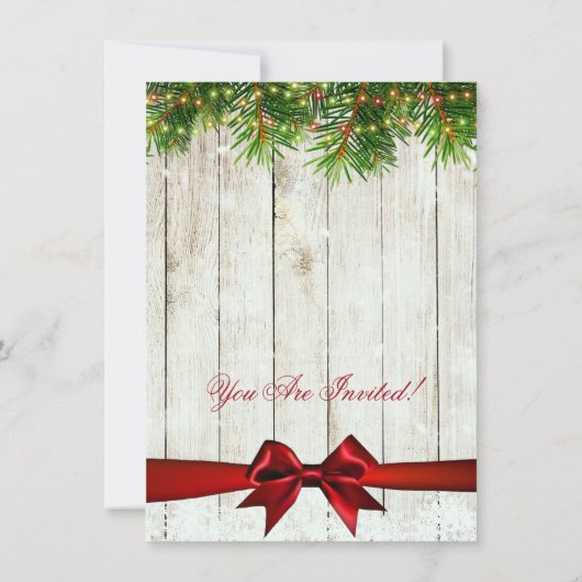 Rustieke Kerst Vrijgezellenfeest Tree & Ribbon Kaart (Achterkant)