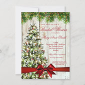 Rustieke Kerst Vrijgezellenfeest Tree & Ribbon Kaart (Voorkant)