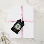 Rustieke Kerst Watercolor Krans Mistletoe Cadeaulabel (Met Touw)