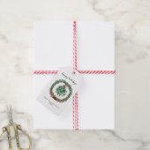 Rustieke Kerst Watercolor Krans Mistletoe Cadeaulabel (Met Touw)