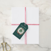Rustieke Kerst Watercolor Krans Mistletoe Cadeaulabel (Met Touw)