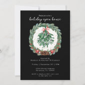 Rustieke Kerst Watercolor Krans Mistletoe Kaart (Voorkant)