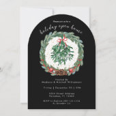 Rustieke Kerst Watercolor Krans Mistletoe Kaart (Voorkant)