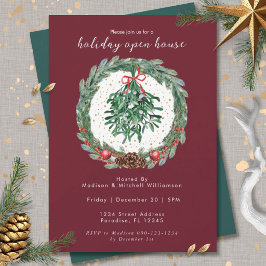 Rustieke Kerst Watercolor Krans Mistletoe  Kaart
