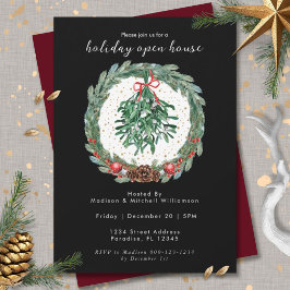 Rustieke Kerst Watercolor Krans Mistletoe  Kaart
