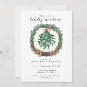 Rustieke Kerst Watercolor Krans Mistletoe Kaart (Voorkant)