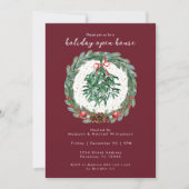 Rustieke Kerst Watercolor Krans Mistletoe Kaart (Voorkant)