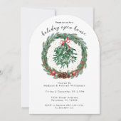 Rustieke Kerst Watercolor Krans Mistletoe  Kaart (Voorkant)
