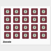 Rustieke Kerst Watercolor Krans Mistletoe Vierkante Sticker (Vel)