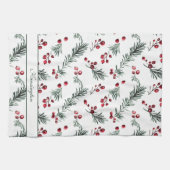 Rustieke Kerst Waterverf Botanische Jouw naam Theedoek (Horizontaal)