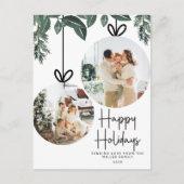 Rustieke Kerst Waterverf Greenery Foto Feestdagenkaart (Voorkant)