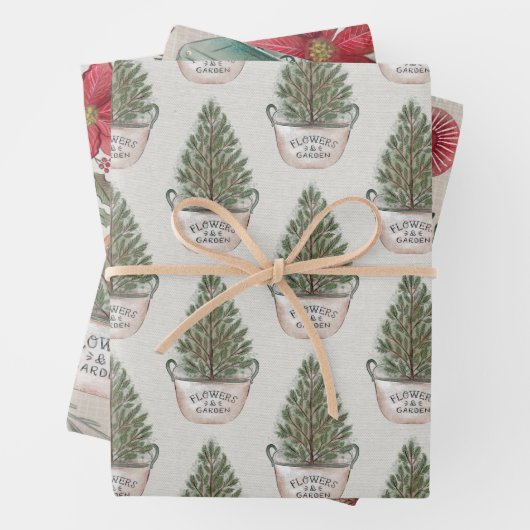 Rustieke kerst Waterverf Inpakpapier Vel (In situ)