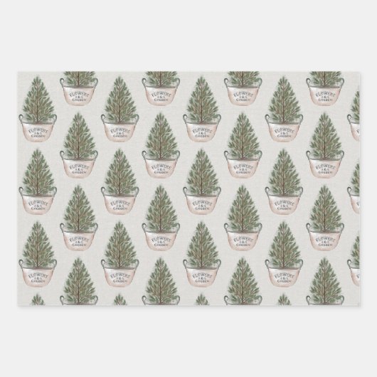 Rustieke kerst Waterverf Inpakpapier Vel (Voorkant)