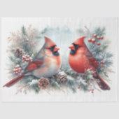 Rustieke Kerst Waterverf Kardinalen Decoupage Tissuepapier (Voorkant)