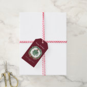 Rustieke Kerst Waterverf Krans Mistletoe Cadeaulabel (Met Touw)