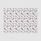 Rustieke Kerst Waterverf Pine Branch Berry Tissuepapier (Voorkant)