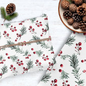Rustieke Kerst Waterverf Pine Branch Berry Tissuepapier