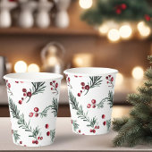 Rustieke Kerst Waterverf Pine Pattern Papieren Bekers
