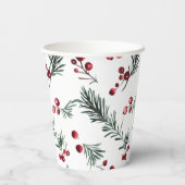Rustieke Kerst Waterverf Pine Pattern Papieren Bekers (Achterkant)