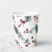 Rustieke Kerst Waterverf Pine Pattern Papieren Bekers (Voorkant)