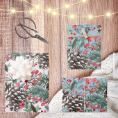 Rustieke Kerst Waterverf Pinecones & Berries Inpakpapier Vel