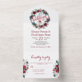 Rustieke Kerst winter bloemenkrans bruiloft RSVP All In One Uitnodiging (Binnen)