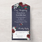 Rustieke Kerst winter bruiloft bloemenrsvp All In One Uitnodiging (Binnen)