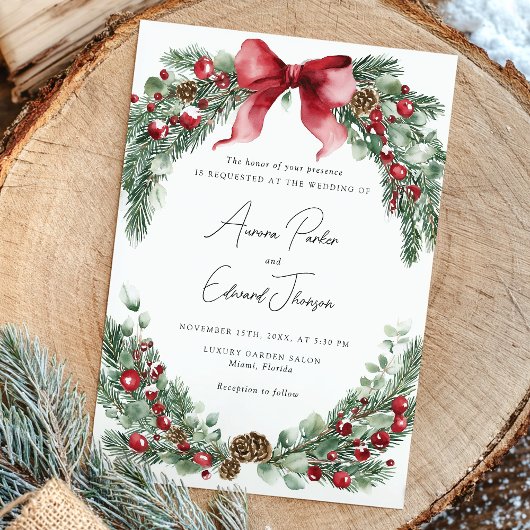Rustieke Kerst Winter Greenery Wedding Kaart