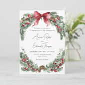 Rustieke Kerst Winter Greenery Wedding Kaart (Staand voorkant)