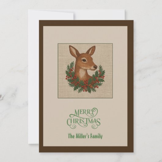 Rustieke Kerst Winter Herten met Krans Feestdagenkaart (Voorkant)