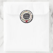 Rustieke Kerst Wit Dennenkrans Kerstfeest Ronde Sticker (Tas)