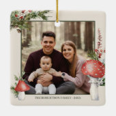 Rustieke Kerst Woodland Paddenstoelen Foto Keramisch Ornament (Achterkant)