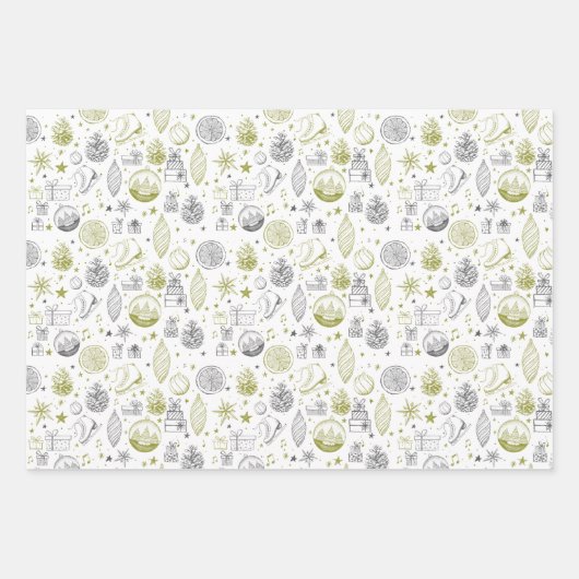 Rustieke Kerst Wrapping Papier Blad Set van 3 Inpakpapier Vel (Voorkant 3)